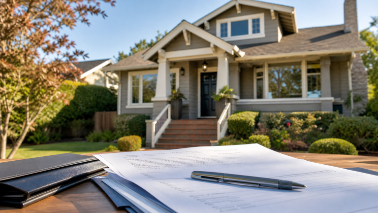 Bay Area home with escrow documents for selling a house with a lien